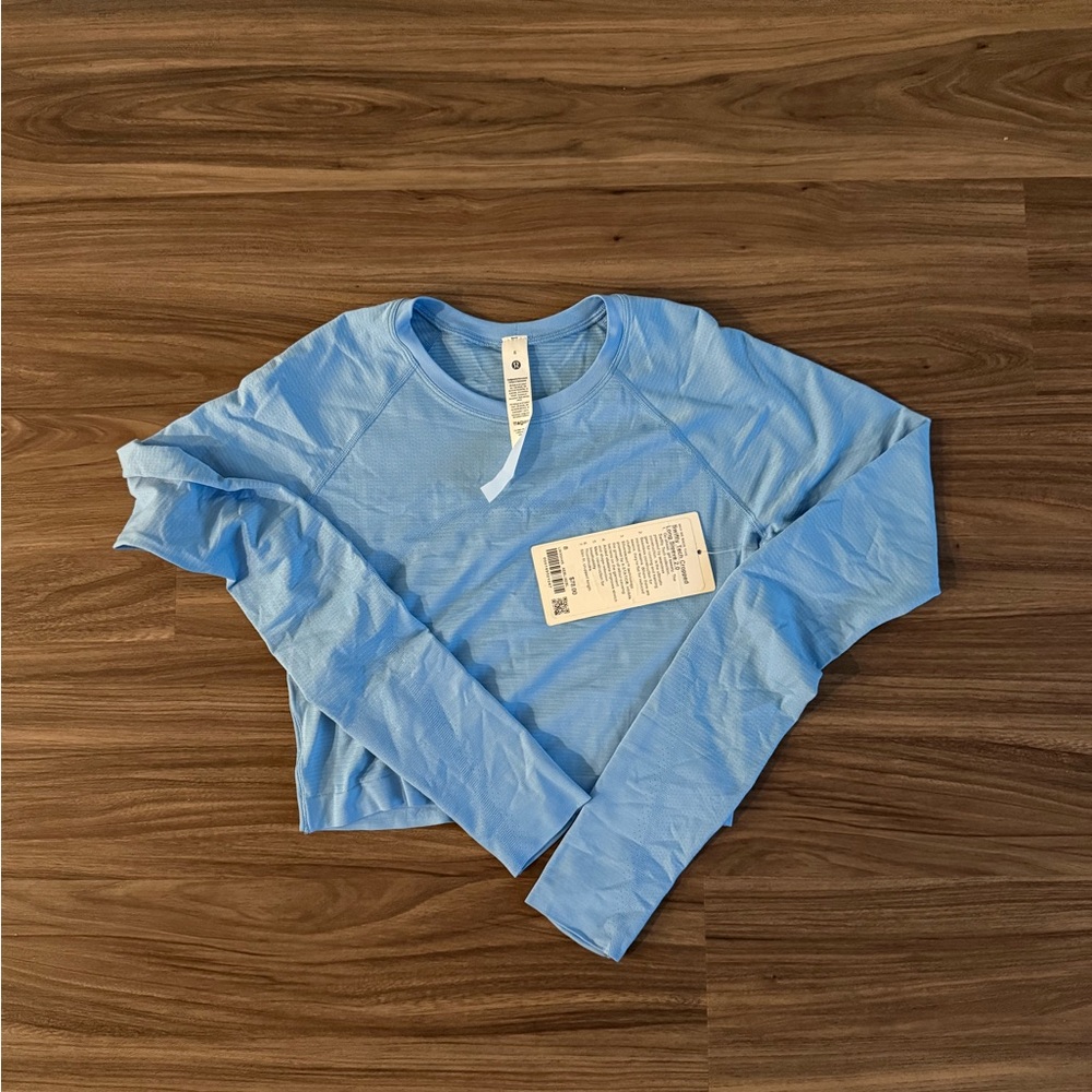 Light Blue lululemon swiftly tech cropped long sleeve